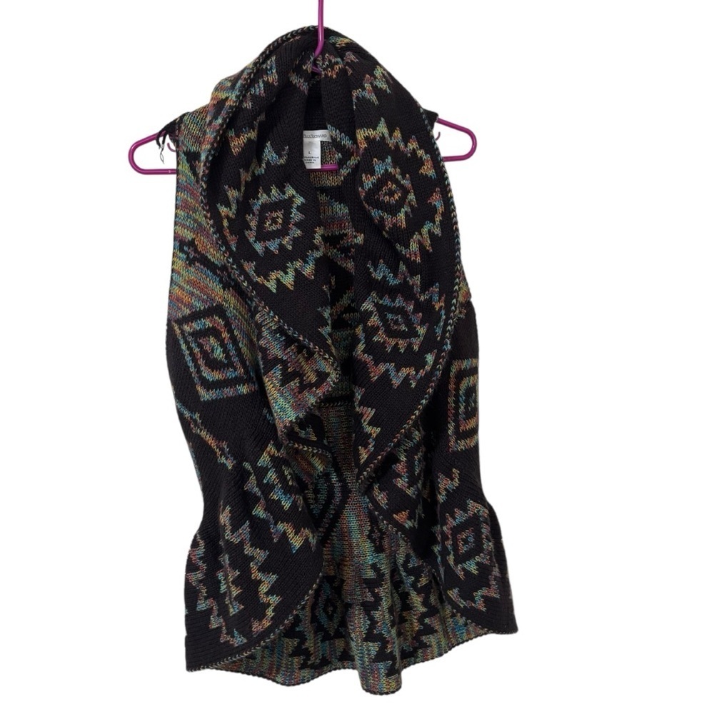 John Paul Richard aztec Patterned grown and multi color sleeveless cardigan vest